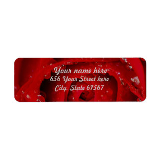 Red Rose with Water Drops Return Address labels