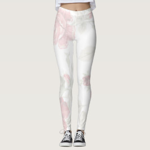Red rose with white background print leggings