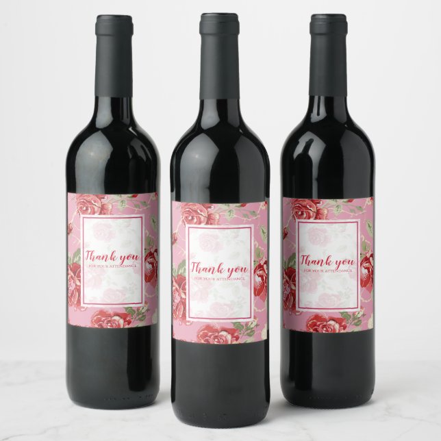 Red rose with white background print wine label (Bottles)