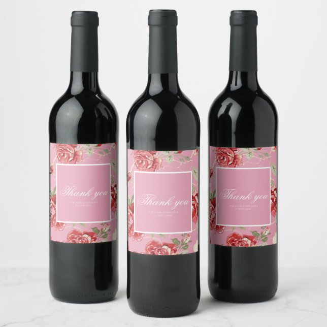 Red rose with white background print wine label (Bottles)
