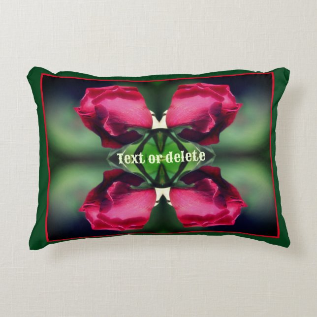 Red Rosebud Bending Abstract Personalised Decorative Cushion (Front)