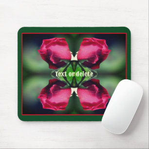 Red Rosebud Bending Abstract Personalised Mouse Pad