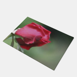 Red Rosebud Bending Flower Doormat
