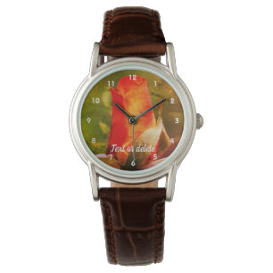 Red Rosebud Close Up Abstract Personalised Watch
