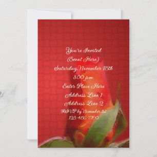 Red Rosebud Floral Art Party Invitation