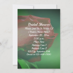 Red Rosebud Floral Bridal Shower Invitation