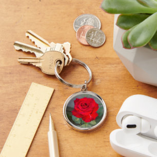 Red Rosebud Keychain