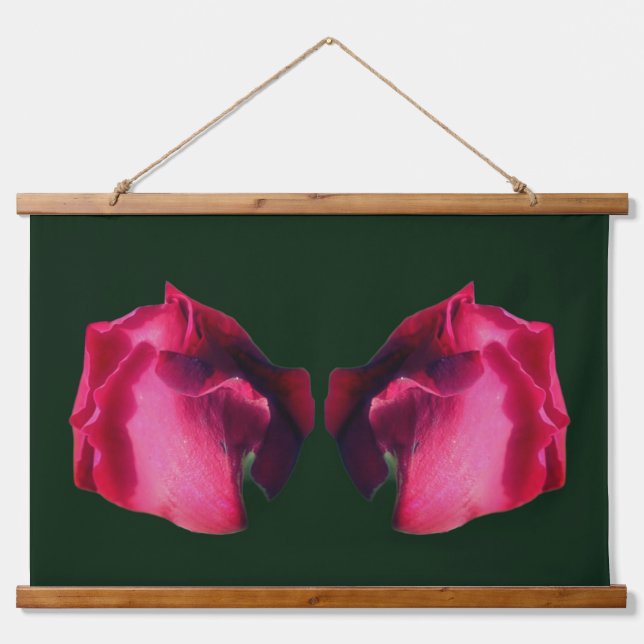 Red Rosebuds Abstract Hanging Tapestry (Front)