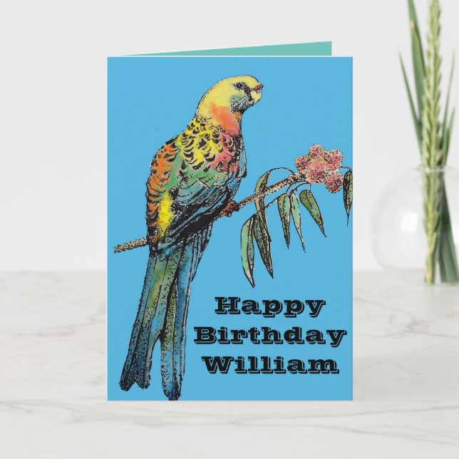 Red Rosella Parrot Bird Australian Birthday Card (Front)
