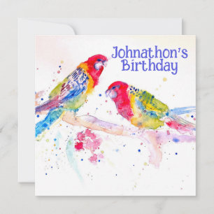 Red Rosella Parrot Boys Birthday Party Invitation