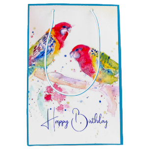 Red Rosella Parrot Watercolour Painting Computer Medium Gift Bag