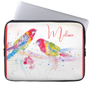 Red Rosella Parrot Watercolour Painting Notebook Laptop Sleeve
