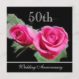 Red Roses 50th Wedding Anniversary Invitation