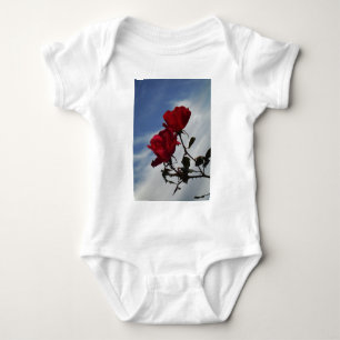 Red Roses Against a Bright Blue Sky Baby Bodysuit