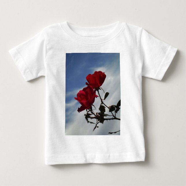 Red Roses Against a Bright Blue Sky Baby T-Shirt (Front)
