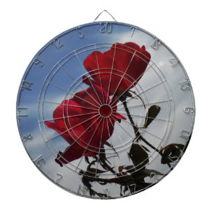 Red Roses Against a Bright Blue Sky Dartboard