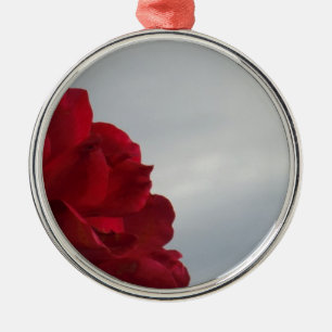 Red Roses Against a Bright Blue Sky Metal Tree Decoration
