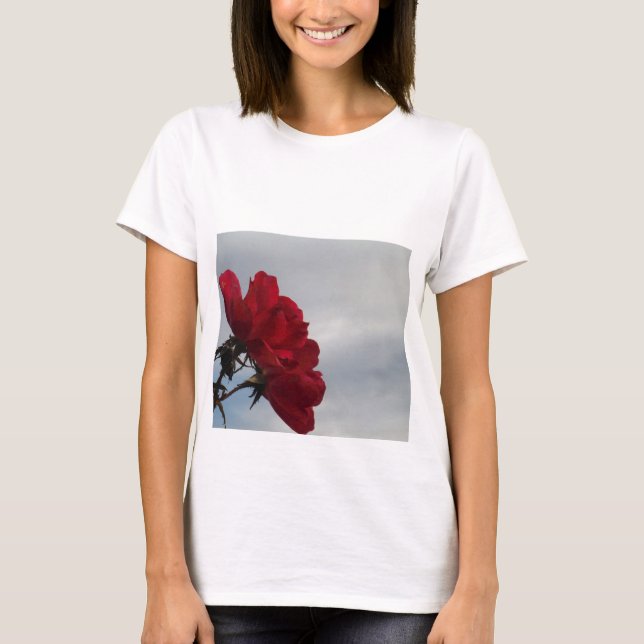 Red Roses Against a Bright Blue Sky T-Shirt (Front)