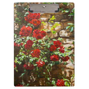 Red Roses Against a Stone Wall Clipboard
