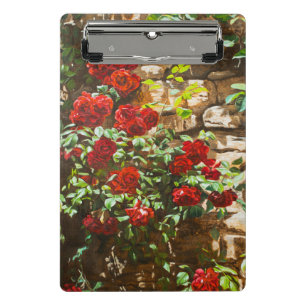 Red Roses Against a Stone Wall Mini Clipboard