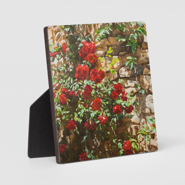 Red Roses Against a Stone Wall Plaque (Front)