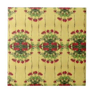 Red Roses against Yellow Wall Ceramic Tile