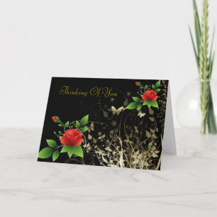 Red Roses an Gold Butterfly Card