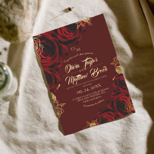 Red Roses and Gold Foil Wedding