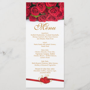 Red roses and hearts Menu  Rack Card