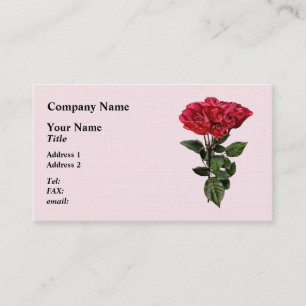 Red Roses and Leaves Business Card