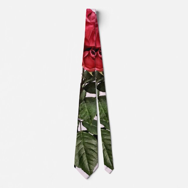 Red Roses and Leaves Tie (Front)