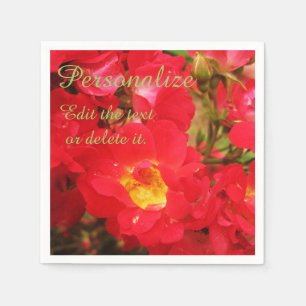 Red Roses and Raindrops-Paper Party Napkins