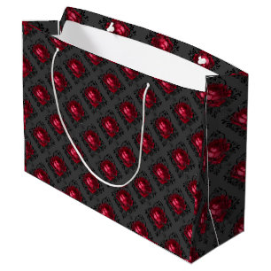 Red Roses and Sparkly Black Large Gift Bag