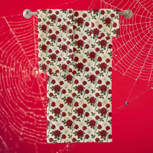 Red Roses and Spider Webs   Gothic Bath Towel Set