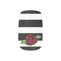 Red Roses and Stripes Custom Minx Nail Art