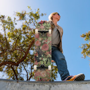 Red roses art skateboard