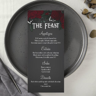 Red Roses Baby's Breath Dark Romance Wedding Menu