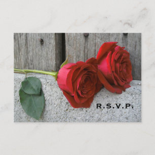 Red Roses & Barn Wood Wedding RSVP