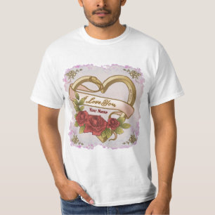 Red Roses Bevel Heart T-Shirt