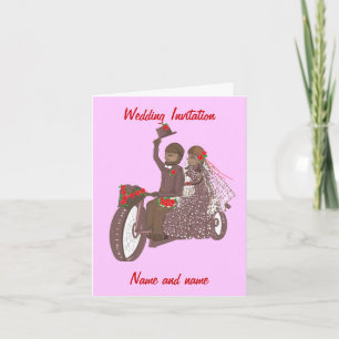 Red Roses Biker, or Motorcycle Wedding Cards