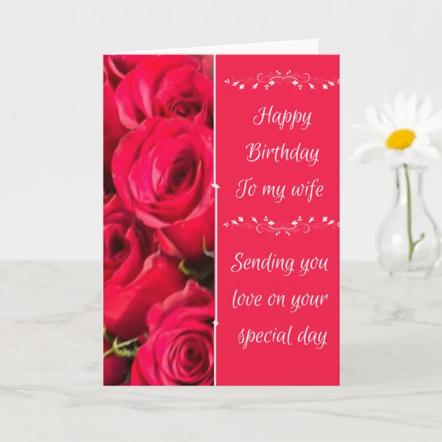 Red Roses Birthday Card (Small Plant)