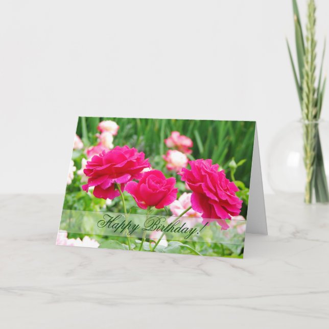 Red Roses Birthday Greeting Card (Front)