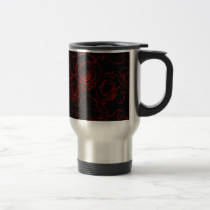 Red Roses Black Background Travel Mug