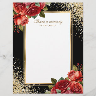 Red Roses Black Gold Photo Custom Letterhead