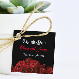 Red Roses Black Gothic Favour Tags