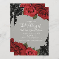 Red Roses & Black Lace Grey Chic Wedding