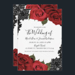 Red Roses & Black Lace White Chic Wedding  Invitation<br><div class="desc">Customise any way you want.</div>