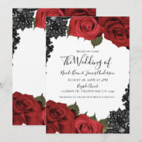 Red Roses & Black Lace White Chic Wedding 