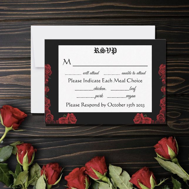 Red Roses Black RSVP Card (Creator Uploaded)