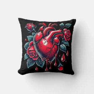 Red Roses Bleeding Heart heartbreak goh Art Cushion